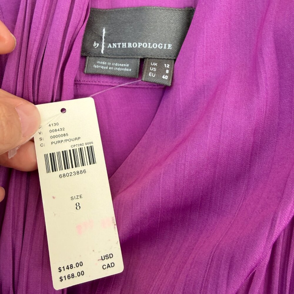 By Anthropologie Amethyst Purple Satin Mini Dress 8 - Picture 12 of 15